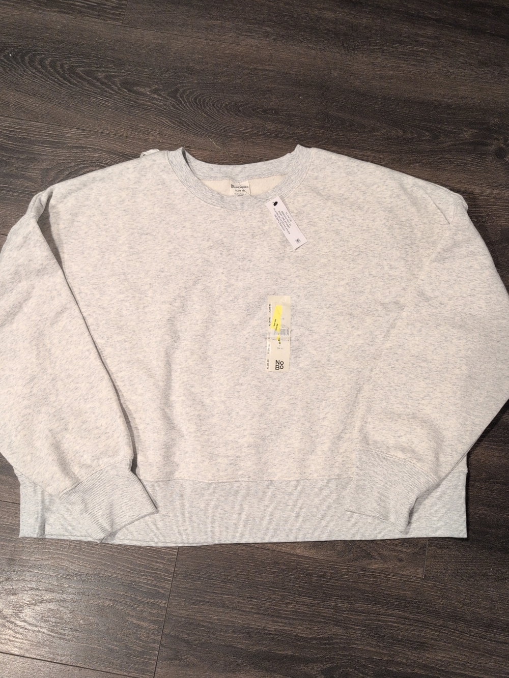 No Boundaries Light Gray Boxy Crew Neck Sweatshirt Size XL (16-18) NWT